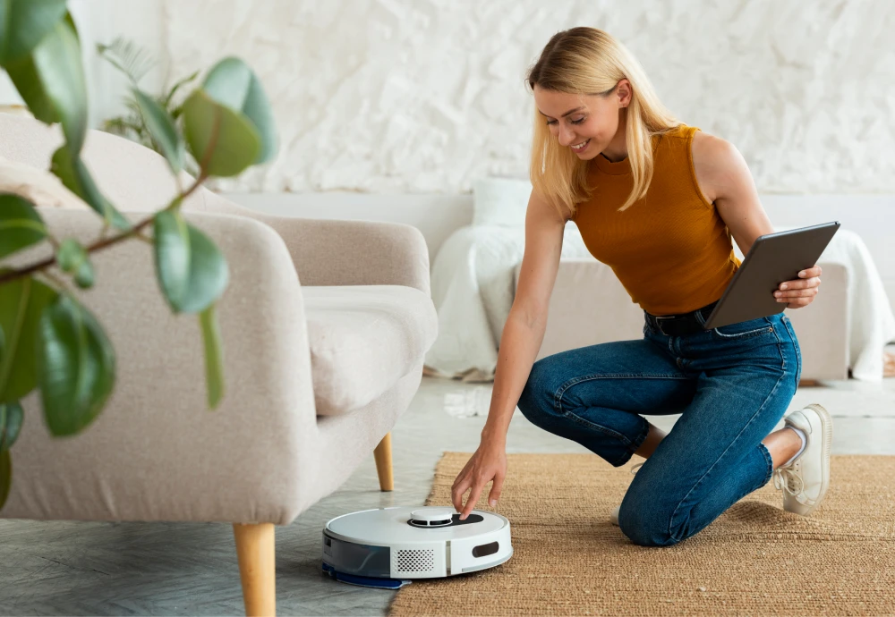 robot vacuum cleaner on carpet